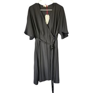 NWT Standards & Practices Candice wrap dress black medium M, kimono sleeve, new